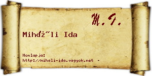 Miháli Ida névjegykártya